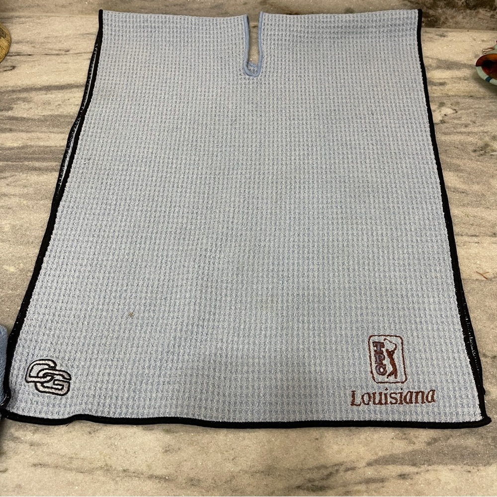 Club Glove used Split Golf Bag Towel featuring the TPC Louisiana embroidered